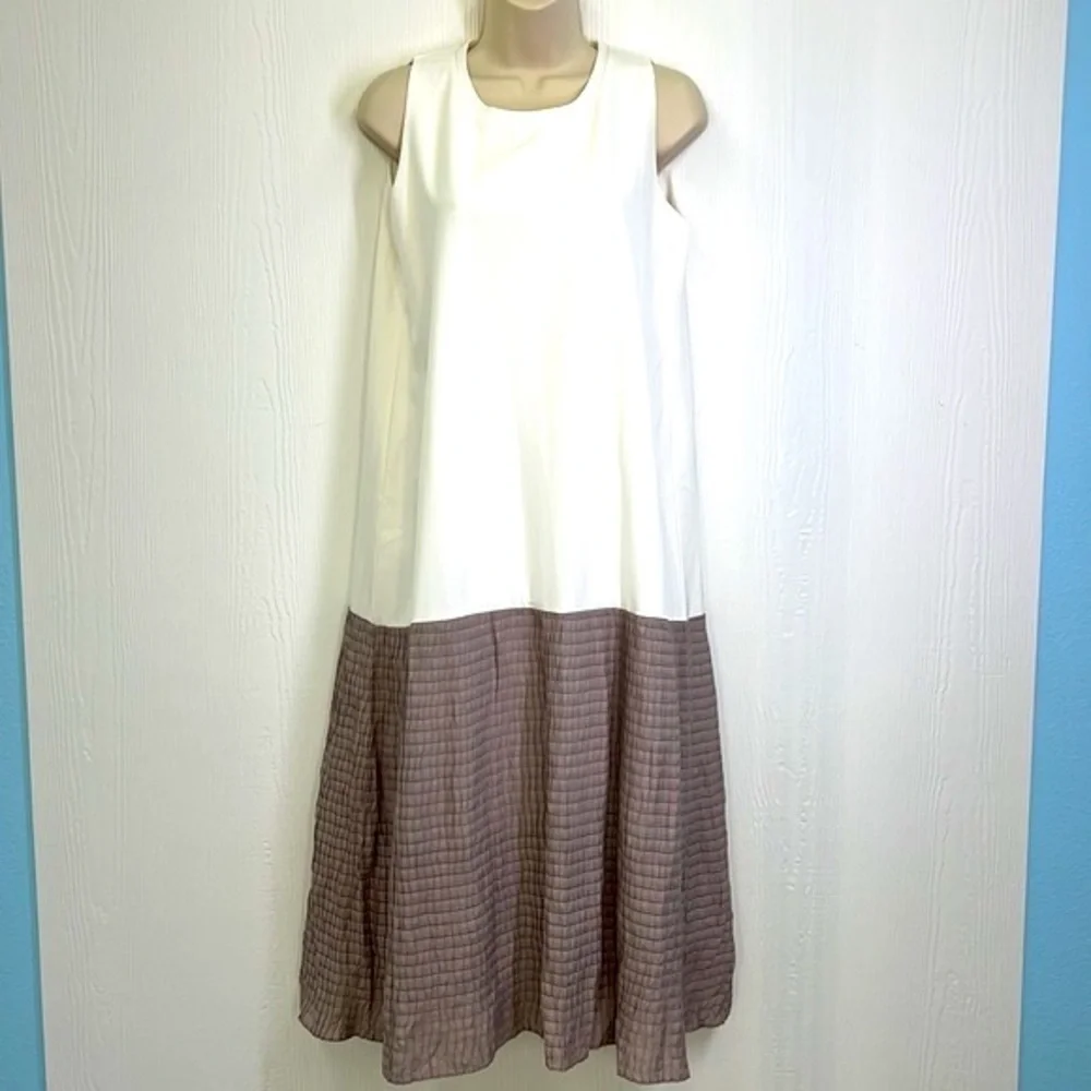 Rococo - Two Toned White And Grey Lined Sleeveless Maxi Dress Size Small